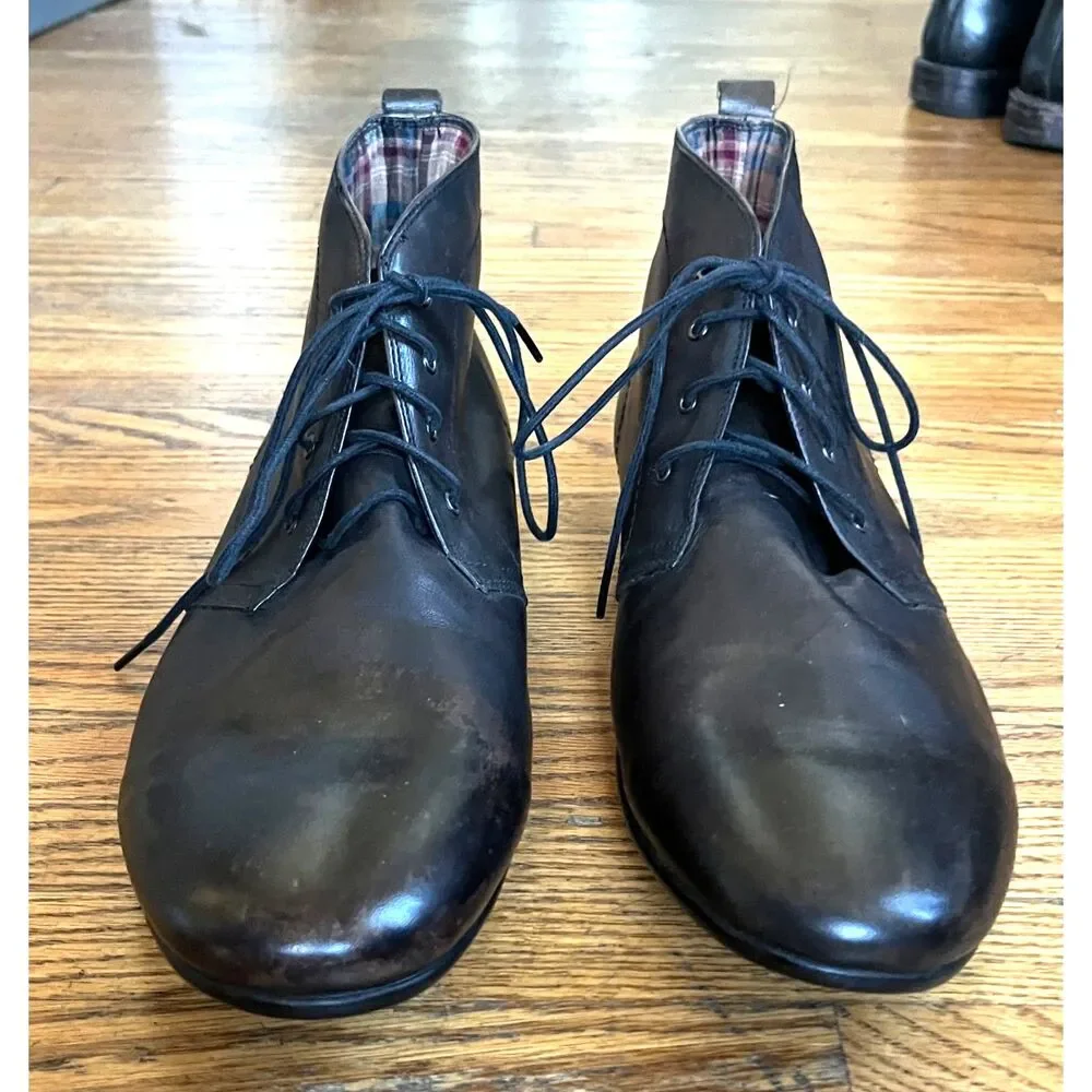 BED STU Black Leather Lace up Chukka Boots Shoes   Mens Size 13